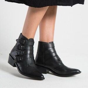 Toga Pulla Quadruple‎ Buckle Western Ankle Boots / Black / SZ 36 or 6